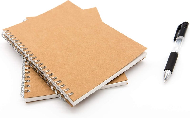 DSTELIN Soft Cover Spiral Notebook Journal 2-Pack, Blank Sketch Book Pad, Wirebound Memo Notepads Diary Notebook Planner with Unlined Paper, 100 Pages/ 50 Sheets, 7.5 inch x 5.1 inch (Brown) - Image 3