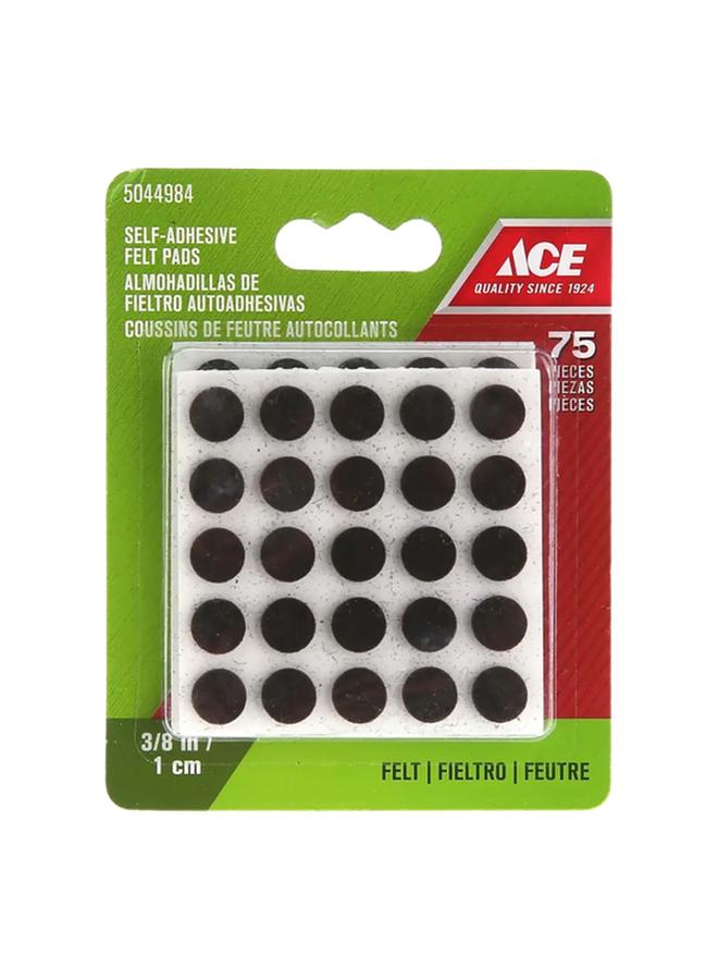 ACE 75-Piece Self-Adhesive Self-Leveling Round Protective Felt Pads Brown 1cm - Image 1