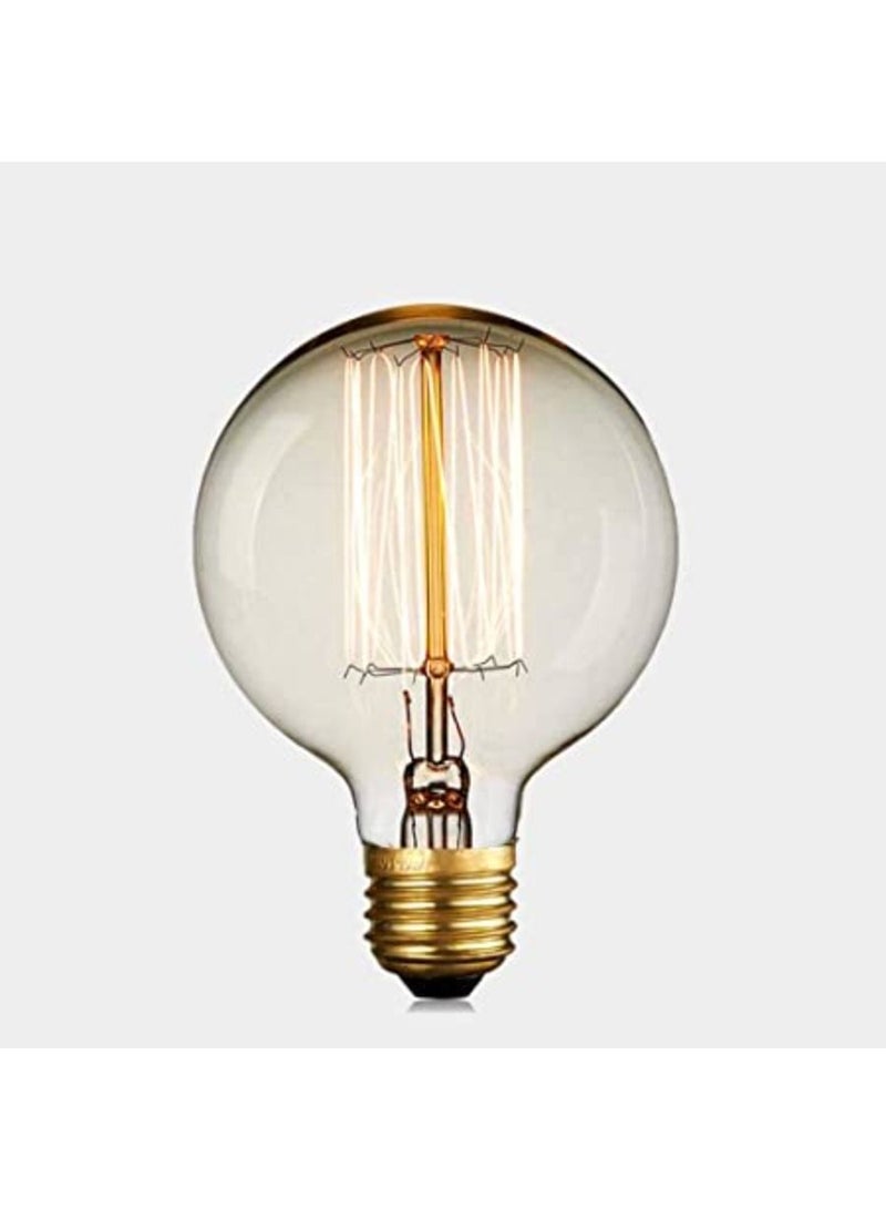 QUESERA Large Decorative Light Bulb G80 220V 40W Edison Round Light Bulb E27 Retro Bulb for Living Room Restaurant Study Bedroom Balcony Pack of 4 Straight Line Style - Image 2