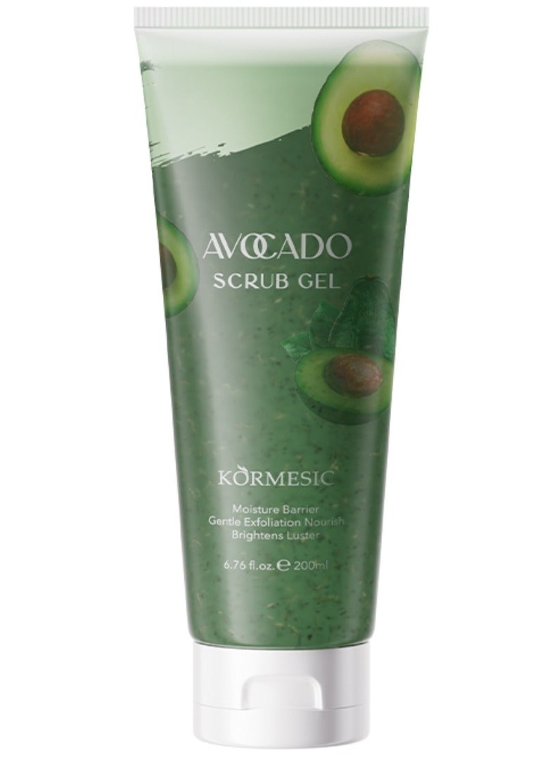 Kormesic 200ml Avocado Facial Scrub Gel Deep Cleansing Exfoliating Blemish Clearing Hydrating Nourishing Moisturizing Exfoliate Face Scrub Gel Gentle Smoothing Face Wash - Image 1