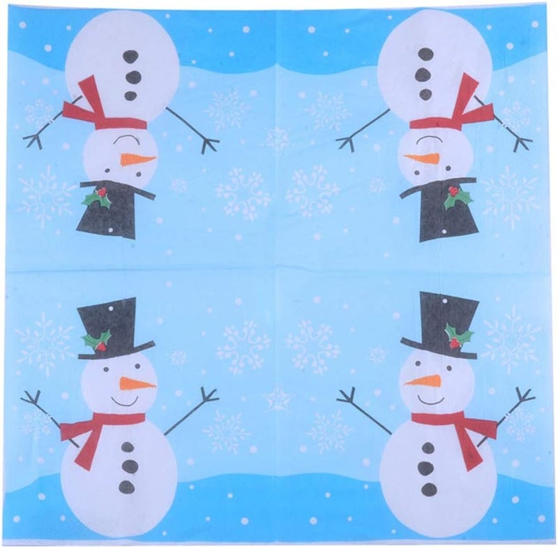 woobles 100pcs Christmas Snowman Printed Napkins Decorative Tissue Dinner Paper Towel Party Supplies for Christmas - Image 4