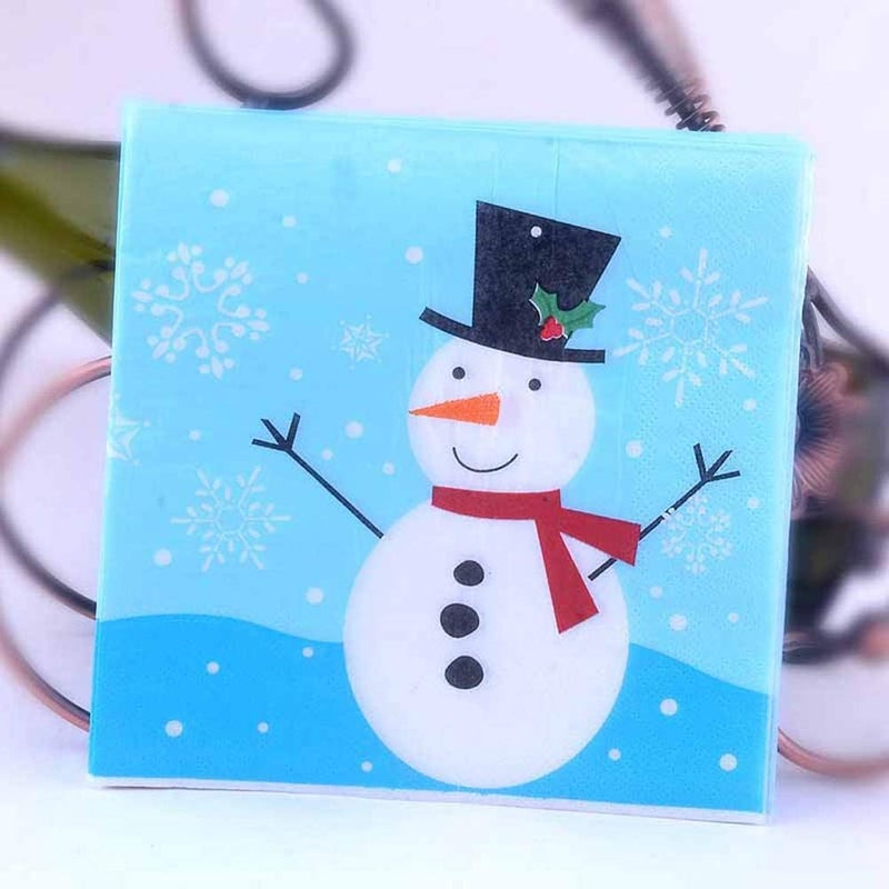 woobles 100pcs Christmas Snowman Printed Napkins Decorative Tissue Dinner Paper Towel Party Supplies for Christmas - Image 2