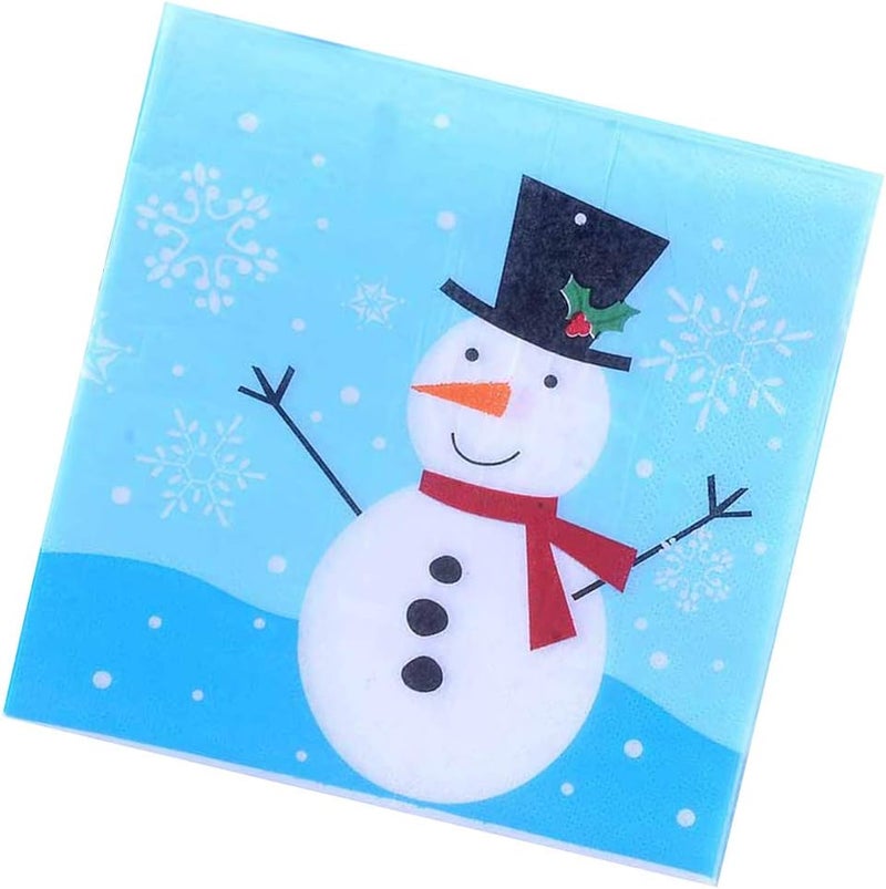 woobles 100pcs Christmas Snowman Printed Napkins Decorative Tissue Dinner Paper Towel Party Supplies for Christmas - Image 3