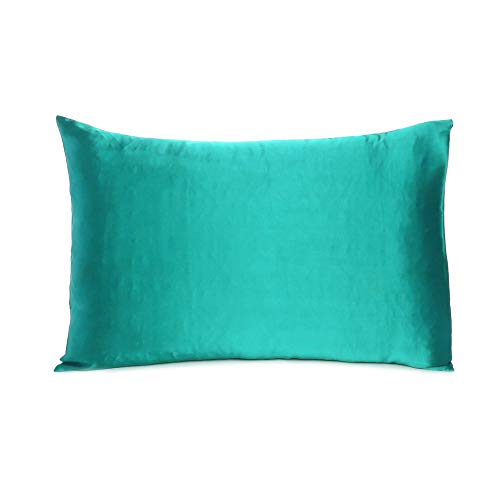 Oussum Satin Silk Pillowcase Pillow Case Covers with Envelop Closure for Hair and Skin Home Bed Decor Set of 2 Pillowcase Free 3 pcs scrunchies (Regular, Teal) - Image 4