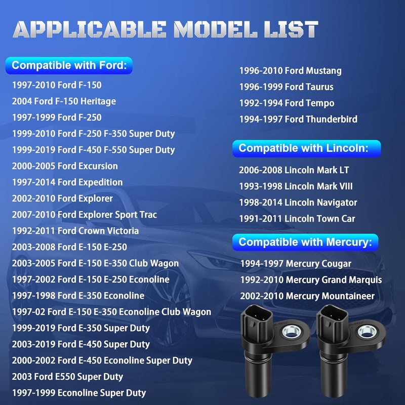 A-NAFTULY مجموعة من 2 من أجهزة استشعار موضع عمود الحدبات متوافقة مع فورد F150 وF250 وF350 وE150 وE250 وE350 وإكسبلورر وموستانج وإكسبيديشن وتوروس، تحل محل 1W7Z6B288AB وPC643 و907722 و1800527 - Image 2