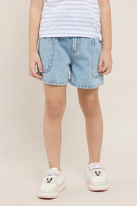 أر أند بي Washed Denim Shorts with Drawstring Waist
