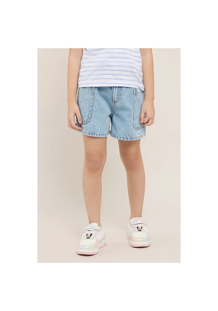 أر أند بي Washed Denim Shorts with Drawstring Waist