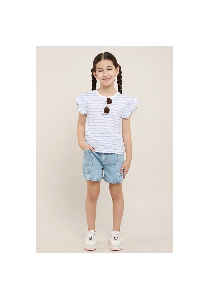 أر أند بي Washed Denim Shorts with Drawstring Waist