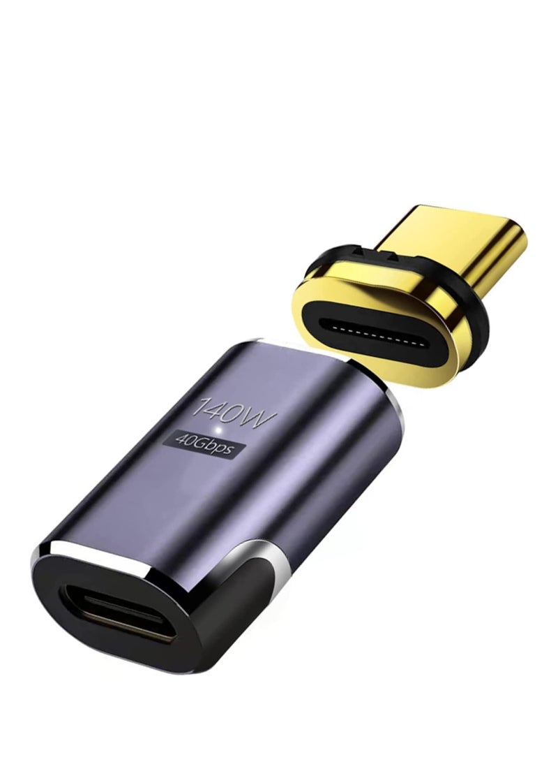 محول مغناطيسي USB C محول [USB 3.1 40 جيجابايت في الثانية نقل بيانات عالي السرعة / 140 وات PD شحن سريع / 8K 60 هرتز نقل إشارة فيديو عالية الوضوح] محول محول من النوع C محول ذكر أنثى - Image 2