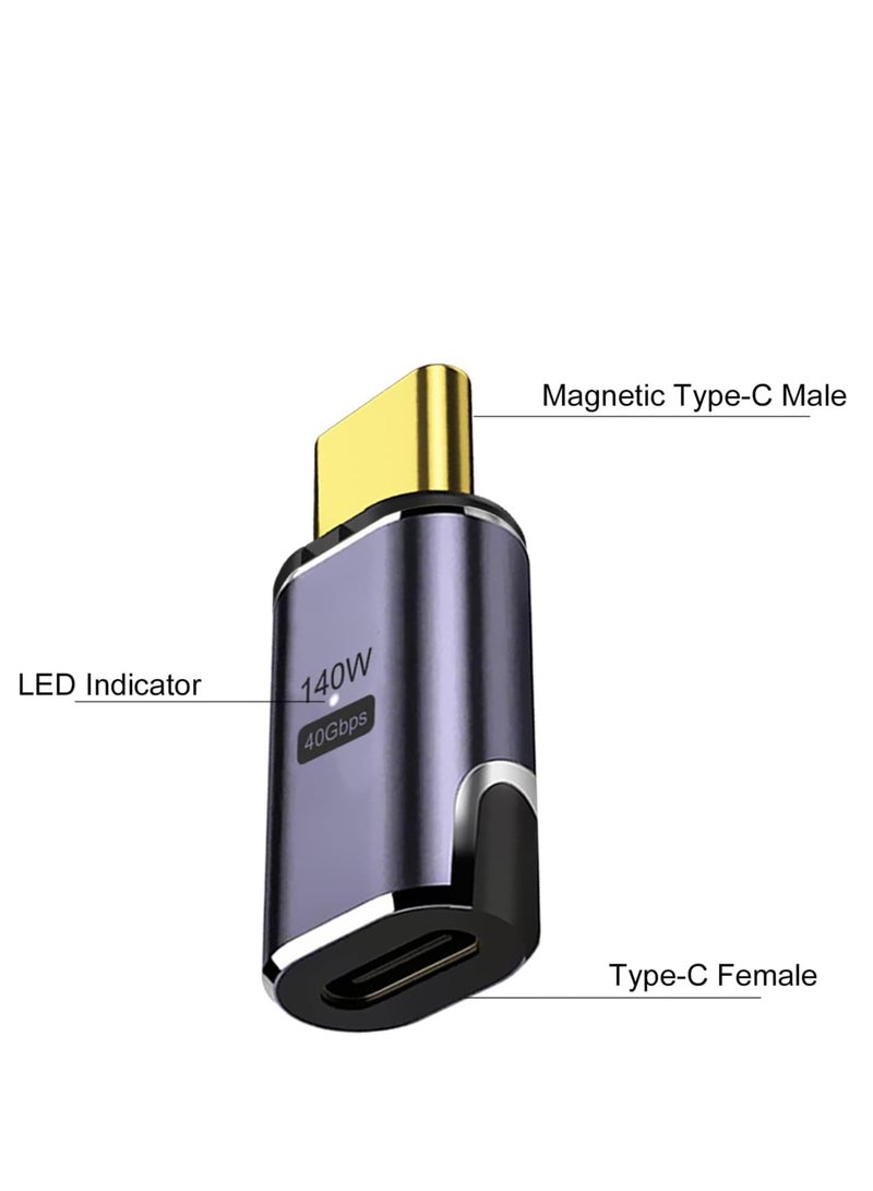 محول مغناطيسي USB C محول [USB 3.1 40 جيجابايت في الثانية نقل بيانات عالي السرعة / 140 وات PD شحن سريع / 8K 60 هرتز نقل إشارة فيديو عالية الوضوح] محول محول من النوع C محول ذكر أنثى - Image 3