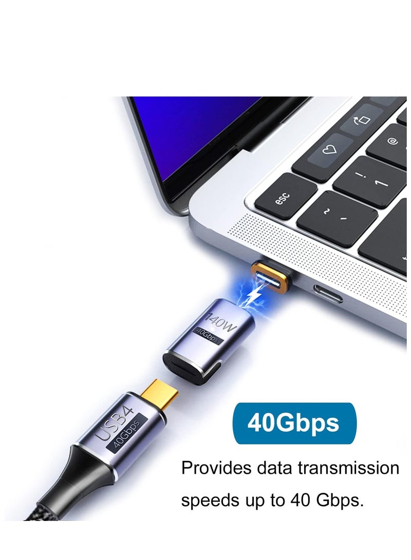 محول مغناطيسي USB C محول [USB 3.1 40 جيجابايت في الثانية نقل بيانات عالي السرعة / 140 وات PD شحن سريع / 8K 60 هرتز نقل إشارة فيديو عالية الوضوح] محول محول من النوع C محول ذكر أنثى - Image 4
