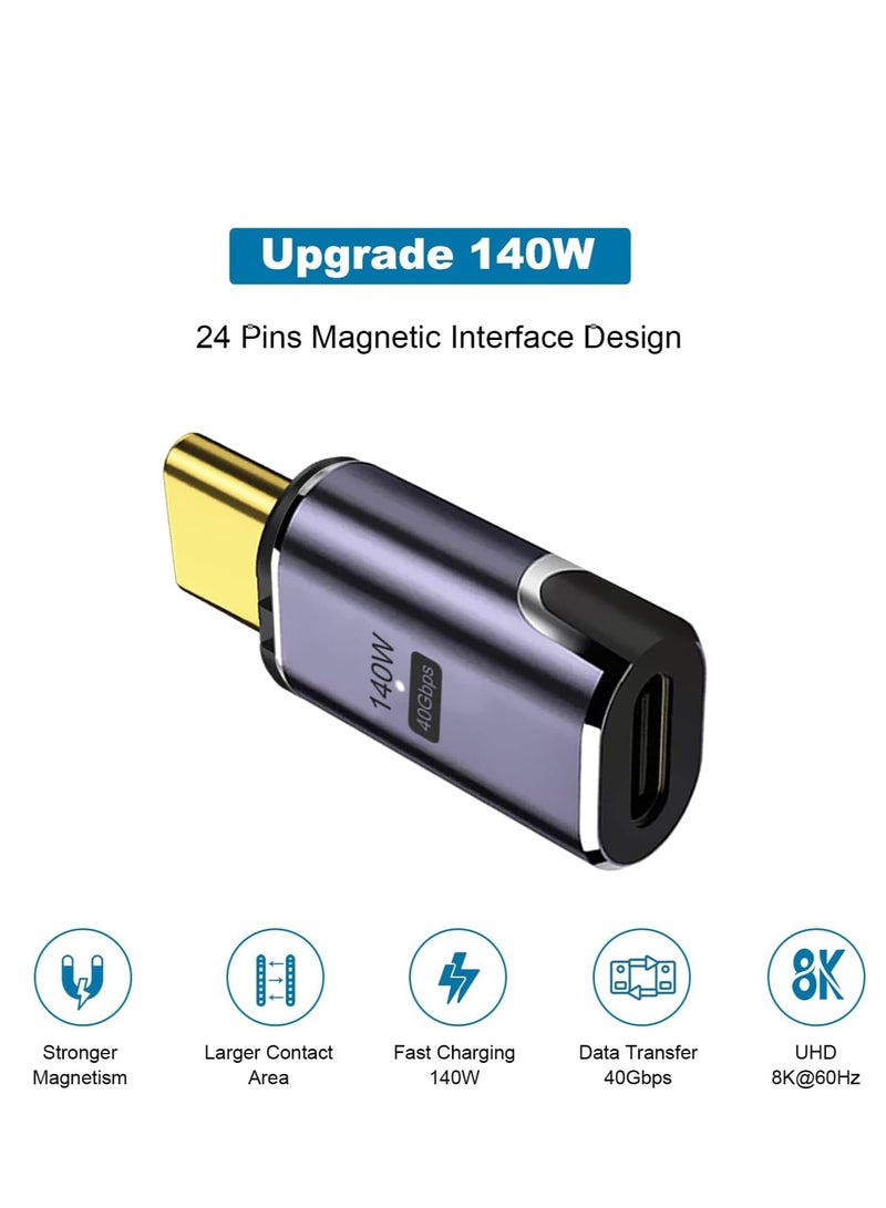 محول مغناطيسي USB C محول [USB 3.1 40 جيجابايت في الثانية نقل بيانات عالي السرعة / 140 وات PD شحن سريع / 8K 60 هرتز نقل إشارة فيديو عالية الوضوح] محول محول من النوع C محول ذكر أنثى - Image 5