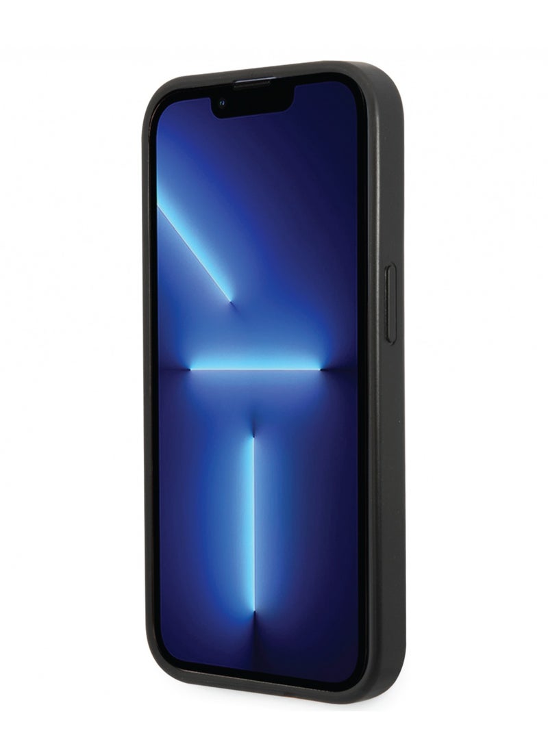 Ferrari iPhone 14 Plus Leather Case with Embossed Stripes & Yellow Shield Logo - Black - Image 5