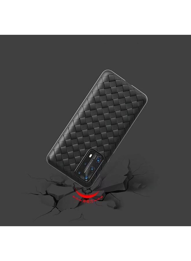 S-TOP Case For Huawei P40 Pro Non-Slip Classic Woven Pattern Breathable TPU Mobile Phone Case - Image 4