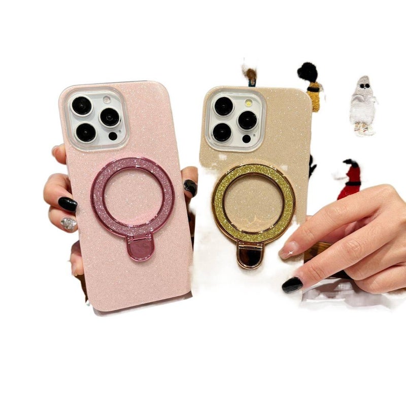 IMD Protective Case for iPhone 13 with Drop Protection and Anti-Fingerprint plus Shockproof plus Kickstand plus Scratch Resistant in Pink - Image 1