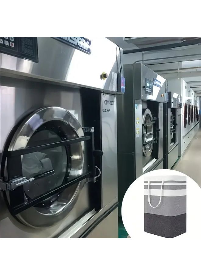 Large Foldable Laundry Basket With Handle 75L Gray For Home Dormitory Hotel - Image 2
