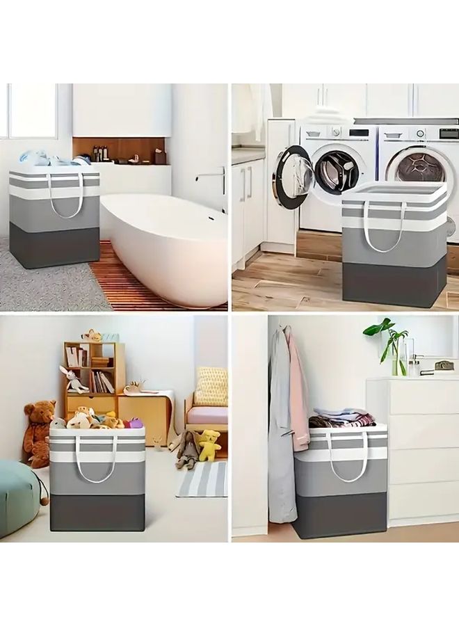 Large Foldable Laundry Basket With Handle 75L Gray For Home Dormitory Hotel - Image 4