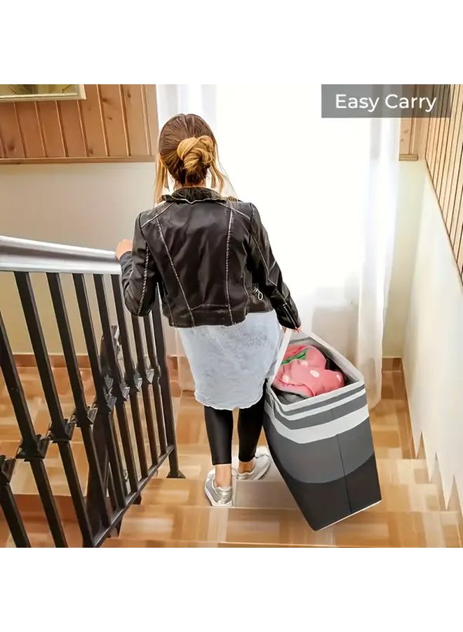 Large Foldable Laundry Basket With Handle 75L Gray For Home Dormitory Hotel - Image 5