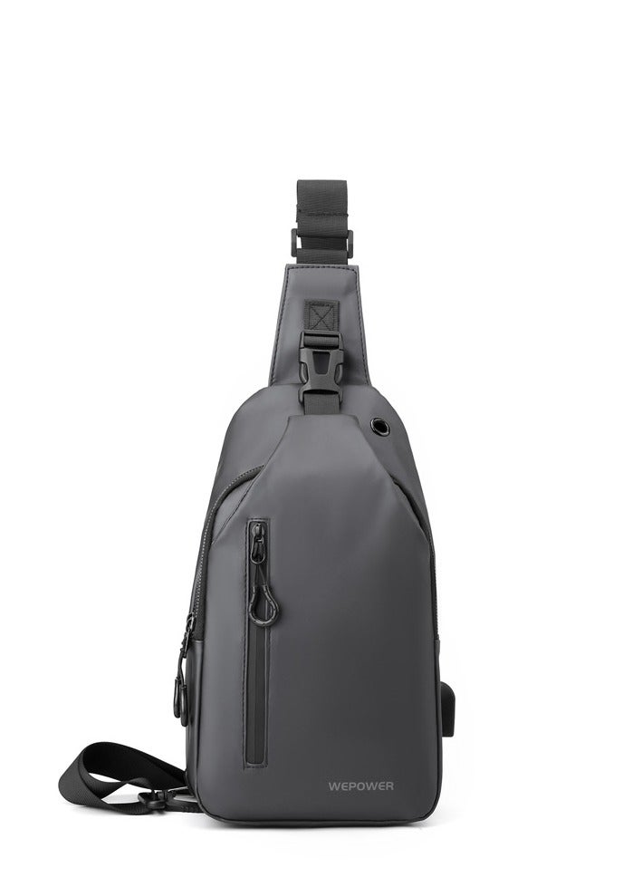 حقيبة كتف واحدة متعددة الوظائف للتمويه في الهواء الطلق على الصدر المائل للسفر والرياضة باللون الرمادي - Image 1