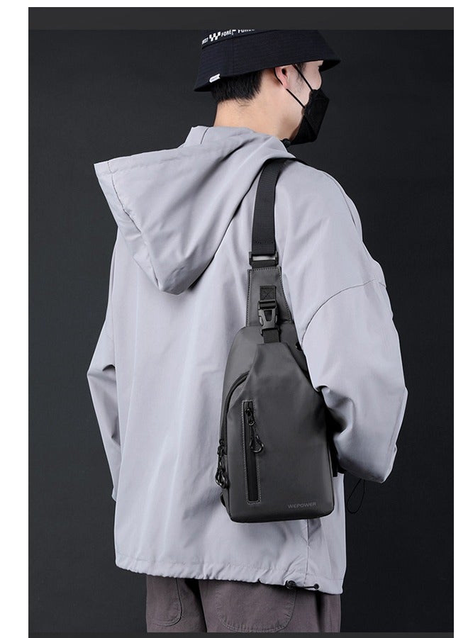 حقيبة كتف واحدة متعددة الوظائف للتمويه في الهواء الطلق على الصدر المائل للسفر والرياضة باللون الرمادي - Image 2