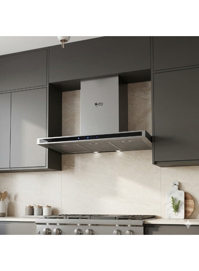 Purity Cooker Hood - 90 cm - 1000 m³/h - 5 Speeds - Aluminum & Carbon Filters - LED - Remote control - T-Shape - TSD DARK INOX PRO PLUS 90 - Image 3