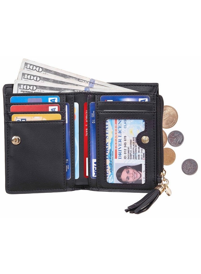 Gostwo Small Wallet For Women Leather Bifold Women Wallets With Tassel [Rfid Blocking] [Zippered Coin Pocket] Cute Wallets For Girls Black - Image 2
