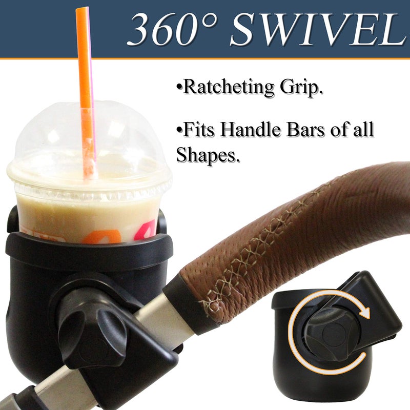 W4W Universal Stroller Cup Holder â€“ Mega Strength Adjustable Clamp fits on Any Bike, Walker, Wheel Chair, Car â€“ Large Adjustable Drink Holder fits Any Size Cup, Water Bottle, Can etc. - Image 3
