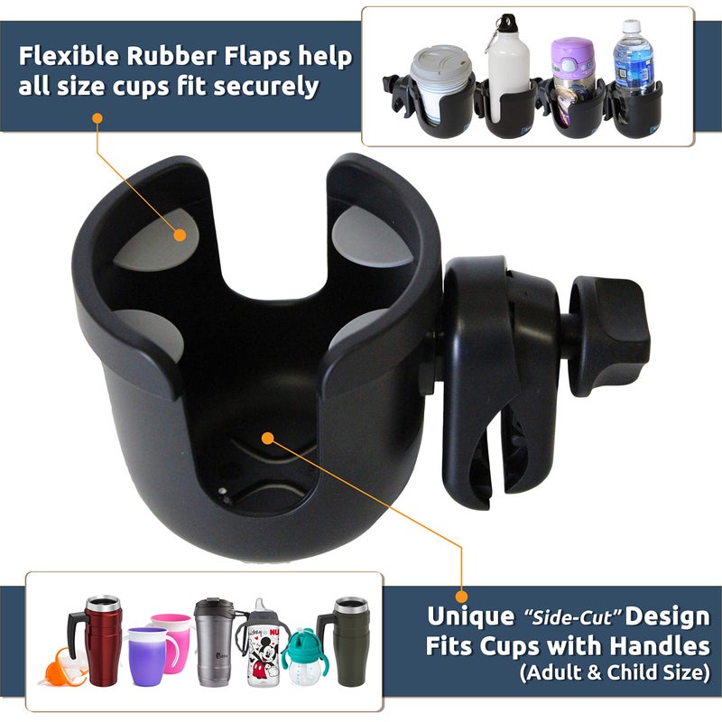 W4W Universal Stroller Cup Holder â€“ Mega Strength Adjustable Clamp fits on Any Bike, Walker, Wheel Chair, Car â€“ Large Adjustable Drink Holder fits Any Size Cup, Water Bottle, Can etc. - Image 4