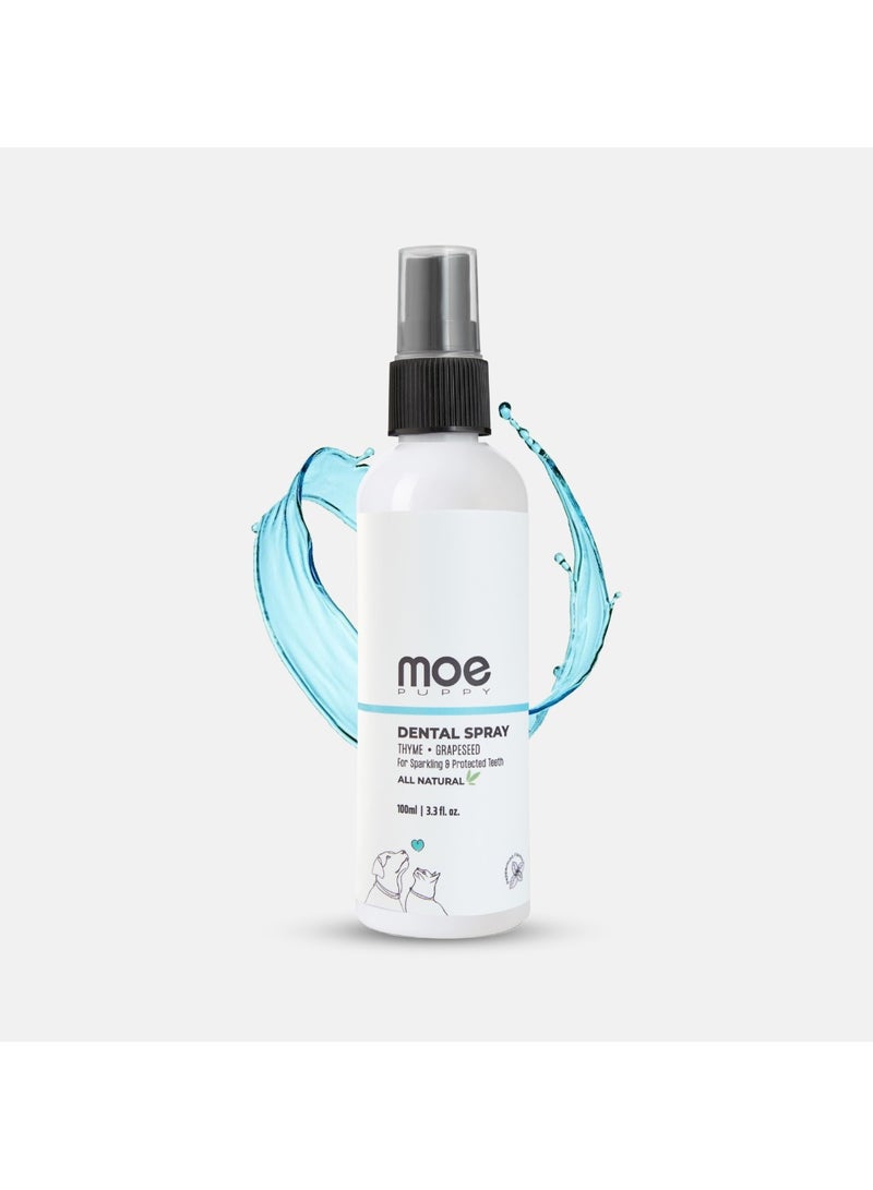 Moe Puppy Moe Dental Spray for Dogs and Cats - Oral Spray for Dog Controls Plaque & Tartar, Freshens Breath | Aloe Vera, Grapeseed, Thyme | Dog Dental Care (100 ML)  - Image 1