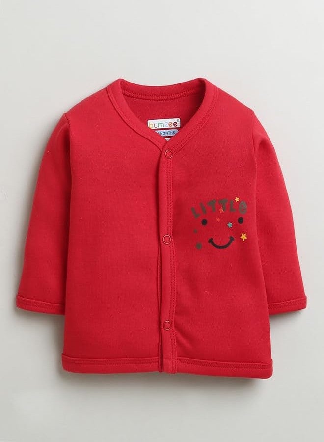 BUMZEE Red & Pink Girls Full Sleeves Cotton Jablas Pack of 3 Age - 6-9 Months (Peb10022D-red) - Image 4