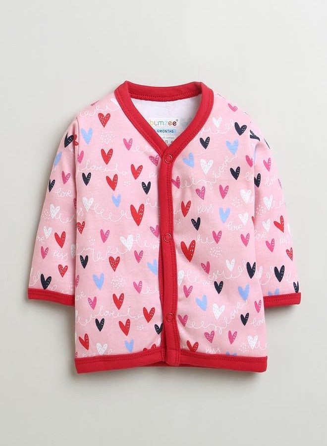 BUMZEE Red & Pink Girls Full Sleeves Cotton Jablas Pack of 3 Age - 6-9 Months (Peb10022D-red) - Image 2