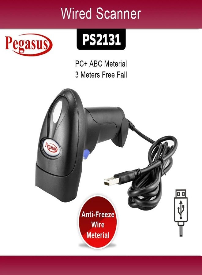 بيغاسوس ماسح الباركود السلكي أحادي الأبعاد Pegasus PS2131 بتقنية CCD | قارئ باركود USB سهل الاستخدام | 300 مسح/ثانية | مثالي لنقاط البيع، ومتاجر البيع بالتجزئة، والمستودعات، وإدارة المخزون - Image 2