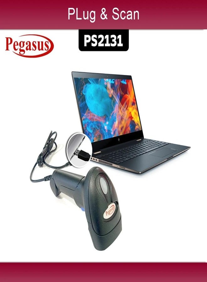 بيغاسوس ماسح الباركود السلكي أحادي الأبعاد Pegasus PS2131 بتقنية CCD | قارئ باركود USB سهل الاستخدام | 300 مسح/ثانية | مثالي لنقاط البيع، ومتاجر البيع بالتجزئة، والمستودعات، وإدارة المخزون - Image 4
