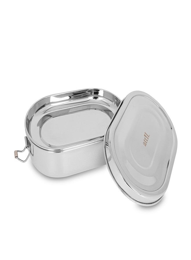 ATTIL - Stainless Steel Small Lunch Box for School & Office with Mini Plate for Snacks | Curries - Stainless Steel Lunch Box for Kids & Office - Locking Clip - Kids Friendly Lid - Capacity 400 ml - Image 3