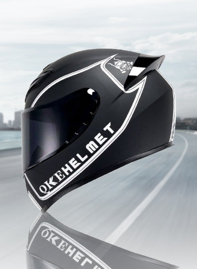 Full face motorcycle helmet, lightweight crash resistant motorcycle helmet, all season cool riding helmet，cycling helmet with black lenses, breathable lining, suitable for both men and women，suitable for riding recreational activities（L） - Image 1