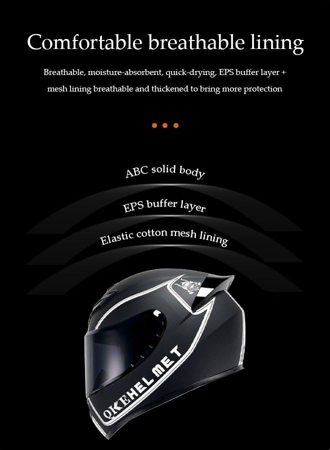 Full face motorcycle helmet, lightweight crash resistant motorcycle helmet, all season cool riding helmet，cycling helmet with black lenses, breathable lining, suitable for both men and women，suitable for riding recreational activities（L） - Image 5