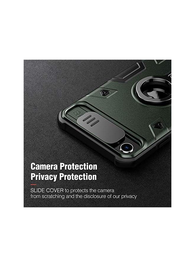 Nillkin - Armor iPhone SE/iPhone 8/iPhone 7 Case, [Built-in Kickstand and Camera Lens Protector] Shockproof Hard PC Back & Soft Silicone Bumper Hybrid Cover Phone Case for iPhone SE 2nd 4.7'' Dark Green - Image 1