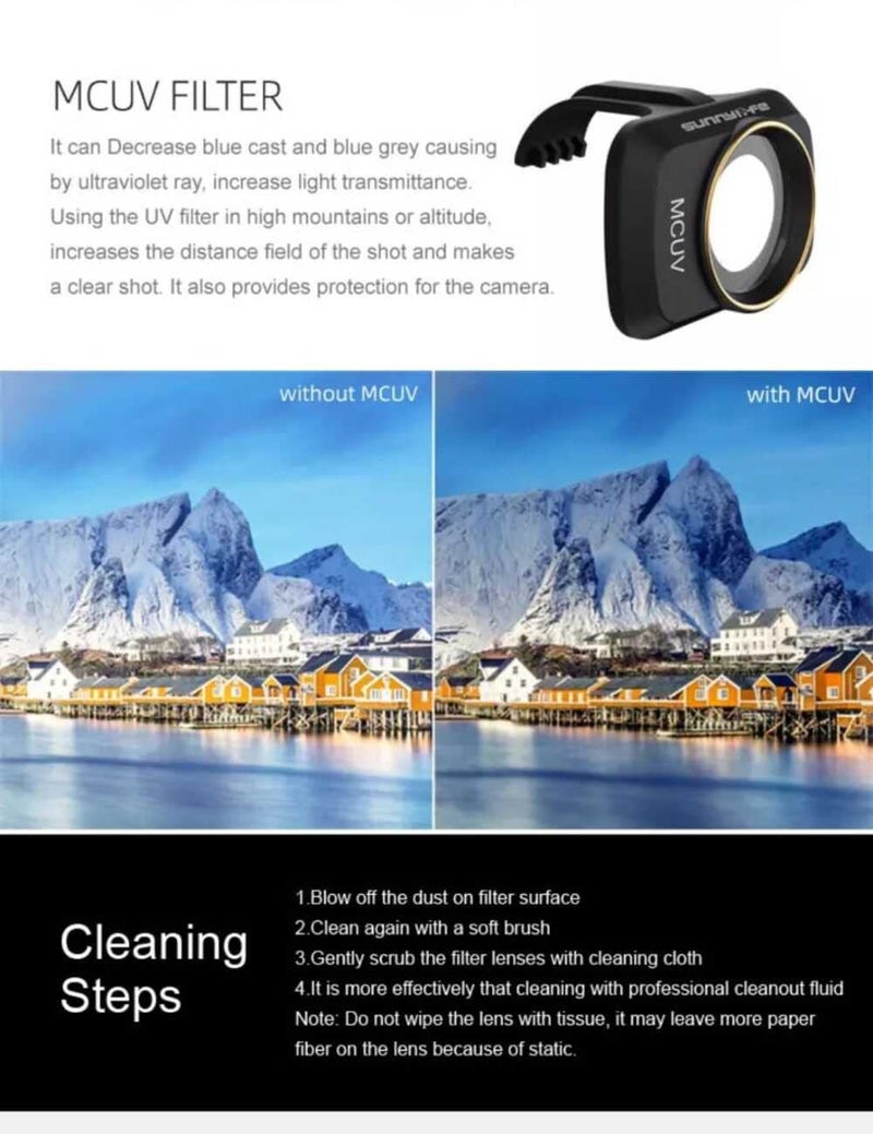 GetZget Sunnylife Filter Combo for DJI Mavic Mini/Mini 2/ SE/Mini 4K Accessories ND Filters Set MCUV+CPL+ND4+ND8+ND16+ND32[6 in 1 Set(ND+UV)] - Image 4