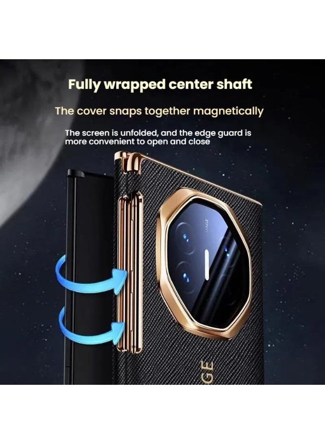 Leather Case Compatible with Huawei Mate XT, Full Coverage Phone Case with Smart Window  Hinge Protection, Anti-fingerprint Protective Cover for Huawei Mate XT Ultimate - Image 2
