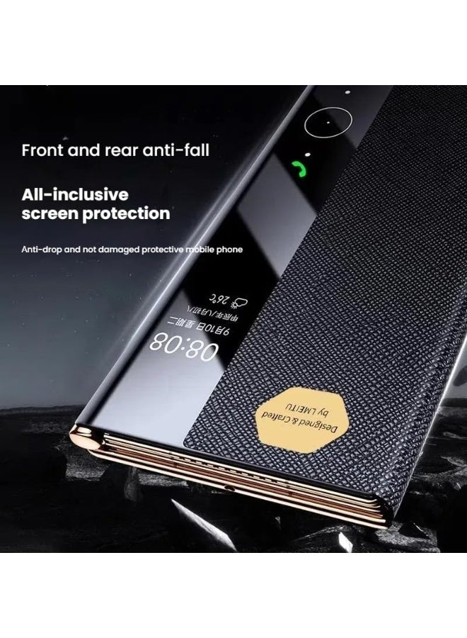 Leather Case Compatible with Huawei Mate XT, Full Coverage Phone Case with Smart Window  Hinge Protection, Anti-fingerprint Protective Cover for Huawei Mate XT Ultimate - Image 4