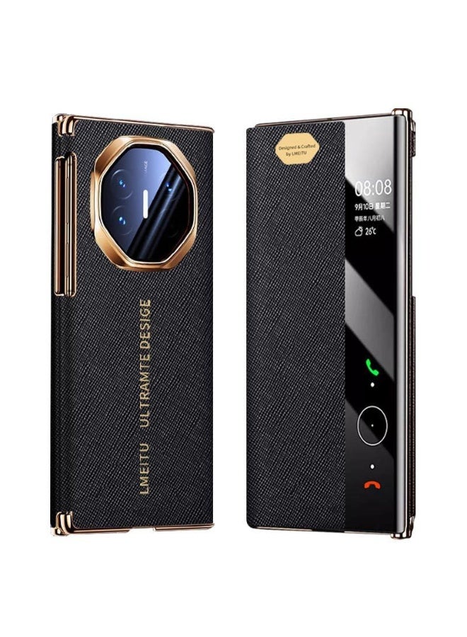 Leather Case Compatible with Huawei Mate XT, Full Coverage Phone Case with Smart Window  Hinge Protection, Anti-fingerprint Protective Cover for Huawei Mate XT Ultimate - Image 5