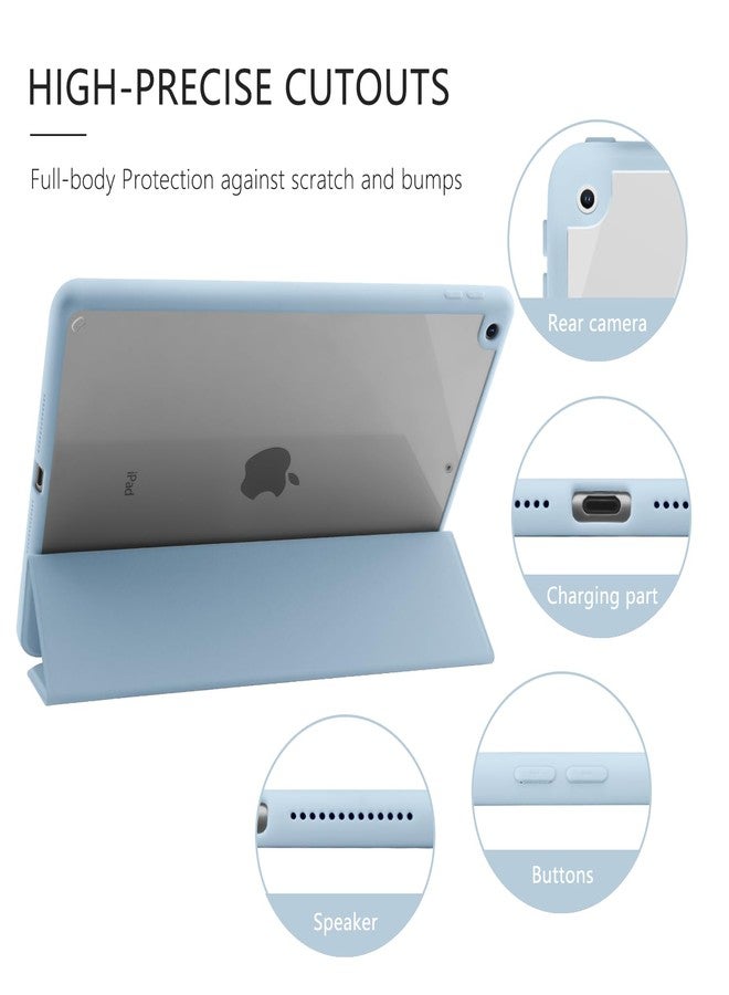 JOYLAND جراب JOYLAND بتصميم أصداف البحر لجهاز iPad Air مقاس 11 بوصة M3 (2025) / M2 (2024)، وiPad Air الجيل الخامس (2022) / الجيل الرابع (2020) مقاس 10.9 بوصة، جراب خلفي صلب شفاف من الأكريليك باللون الأزرق الجليدي مع حامل قلم ثلاثي الطي. - Image 4
