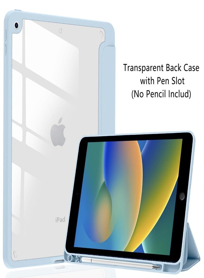 JOYLAND جراب JOYLAND بتصميم أصداف البحر لجهاز iPad Air مقاس 11 بوصة M3 (2025) / M2 (2024)، وiPad Air الجيل الخامس (2022) / الجيل الرابع (2020) مقاس 10.9 بوصة، جراب خلفي صلب شفاف من الأكريليك باللون الأزرق الجليدي مع حامل قلم ثلاثي الطي. - Image 2