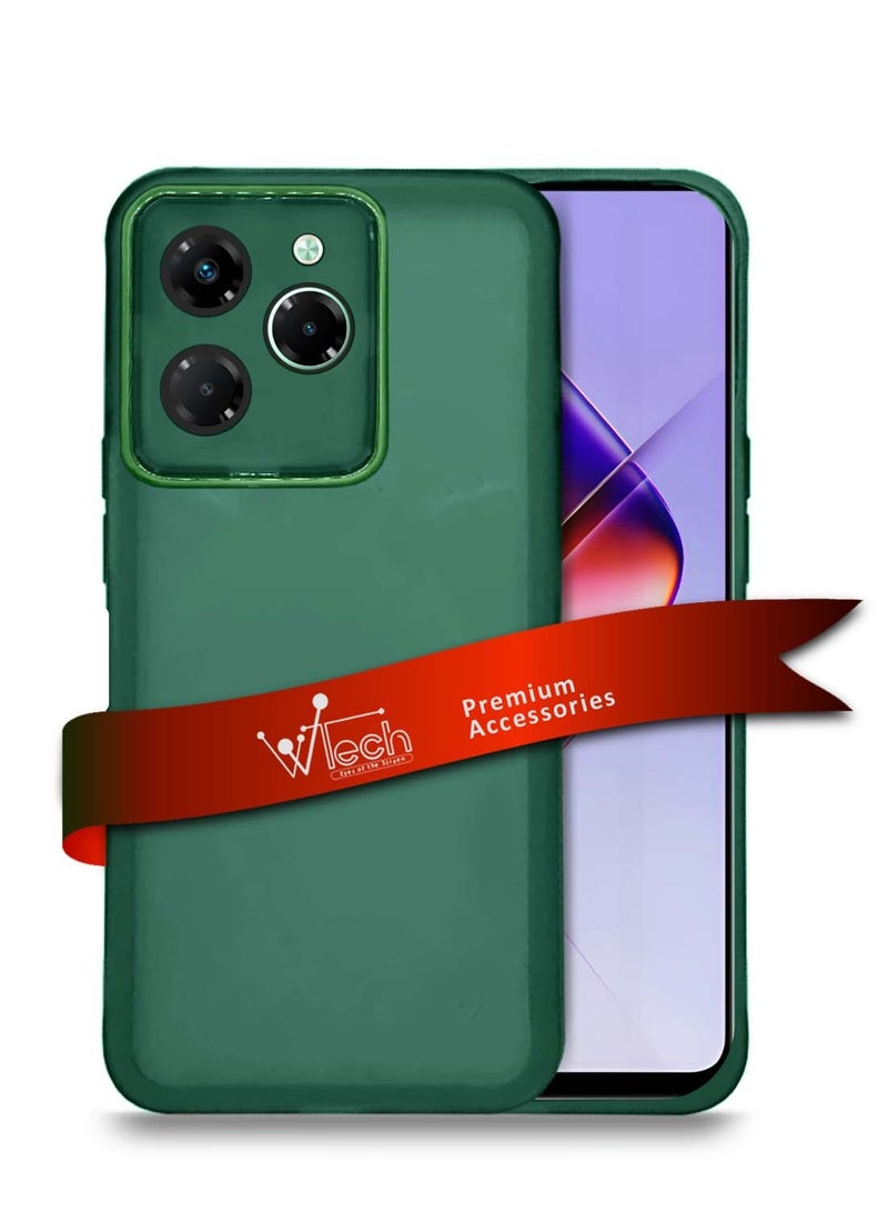 Wtech Infinix Note 40X 5G 2024 Soft Transparent TPU Silicone Ultra Thin Phone Stylish Electroplated Camera Border Back Case Cover - Dark Green - Image 1