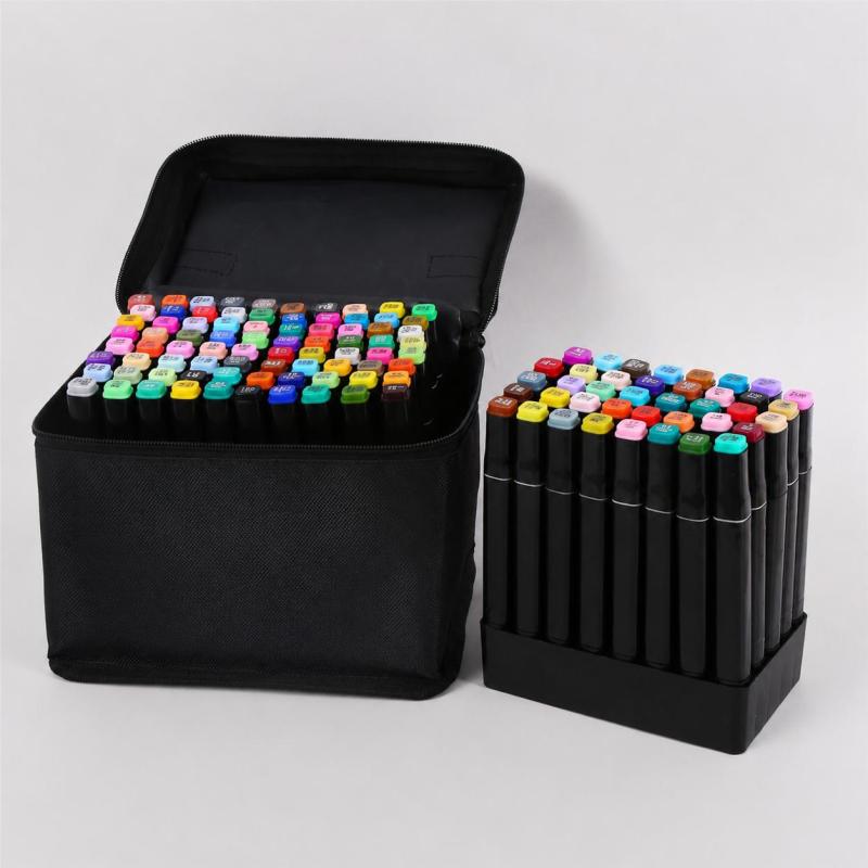Dual Tips Craft Marker: 80 Rich Saturated Colors, Fast Drying Alcohol Based Ink, Easy Grip - High Quality Non Acid Ink, Artist Tool for Artists Hobbyists Crafters School Drawing Design Graffiti - Image 1