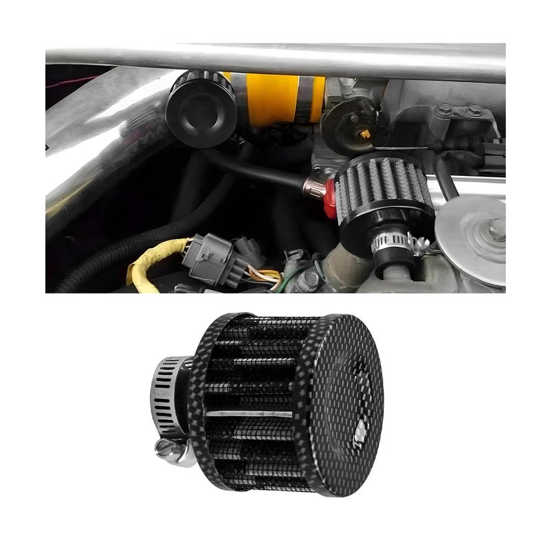 BESULEN Air Intake Filter Breather 047 inch Universal Cold Air Filter 12mm Car Turbo Vent Air Intake Filter Cleaner Crankcase Breather Compatible with Car and Motorcycle Engine Parts Carbon