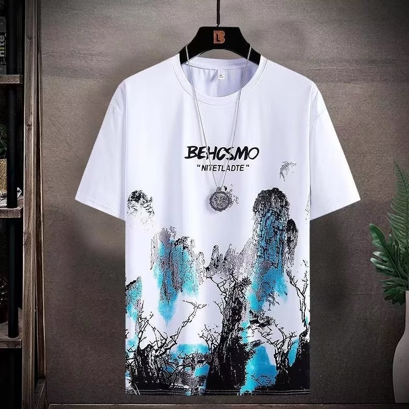 Ice Silk Short-sleeved T-shirt 2023 New Summer Thin Teenager Trendy Brand Half-sleeved T-shirt Casual Men's Wear - Image 2