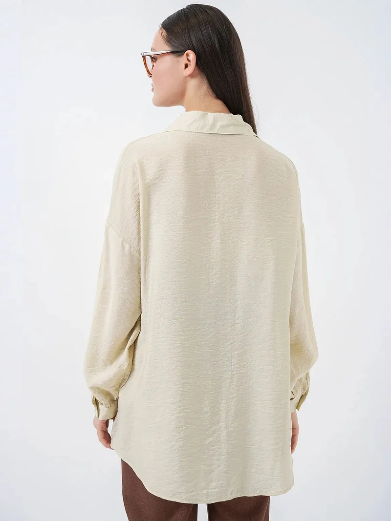 Big Dart Ivory Natural BDART Oversized Long-Sleeve Shirt for Women | Best Price UAE
