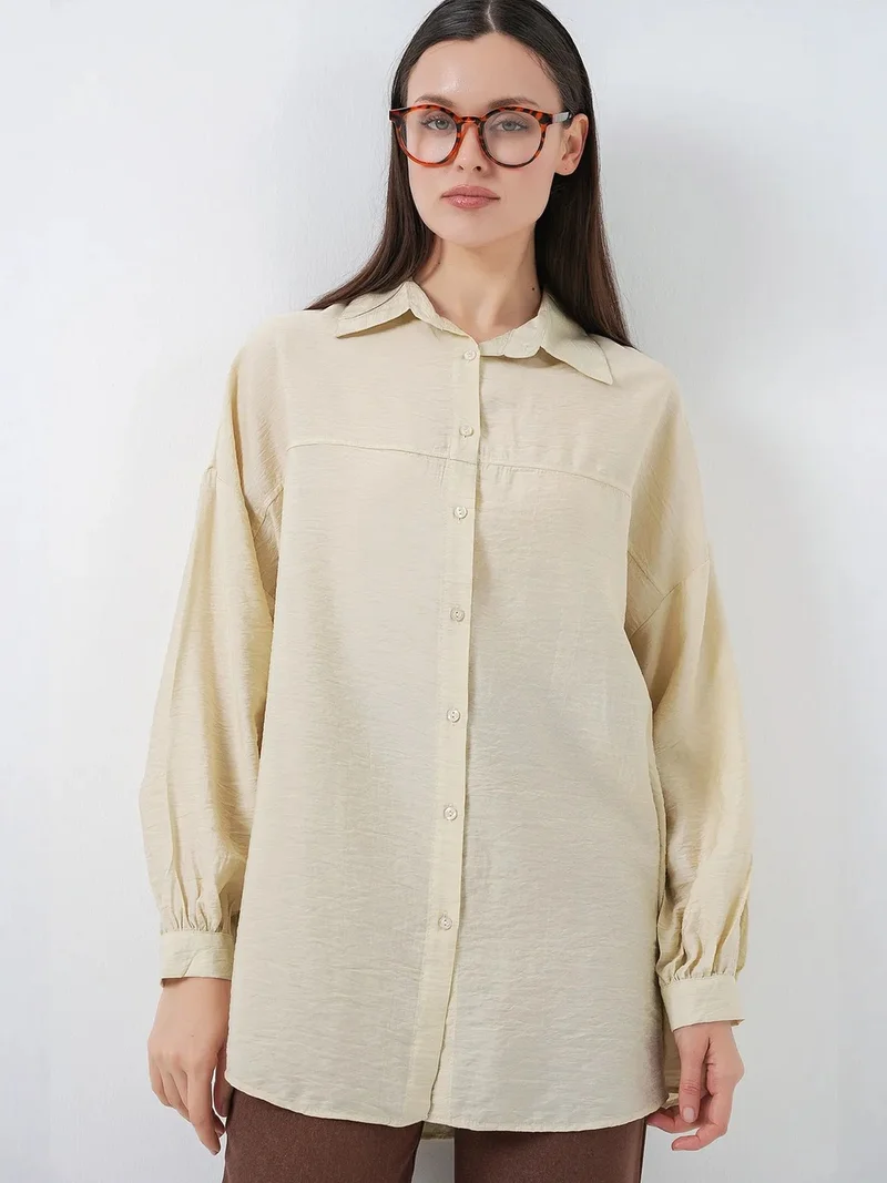 Big Dart Ivory Natural BDART Oversized Long-Sleeve Shirt for Women | Best Price UAE
