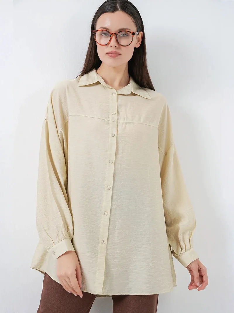 Big Dart Ivory Natural BDART Oversized Long-Sleeve Shirt for Women | Best Price UAE